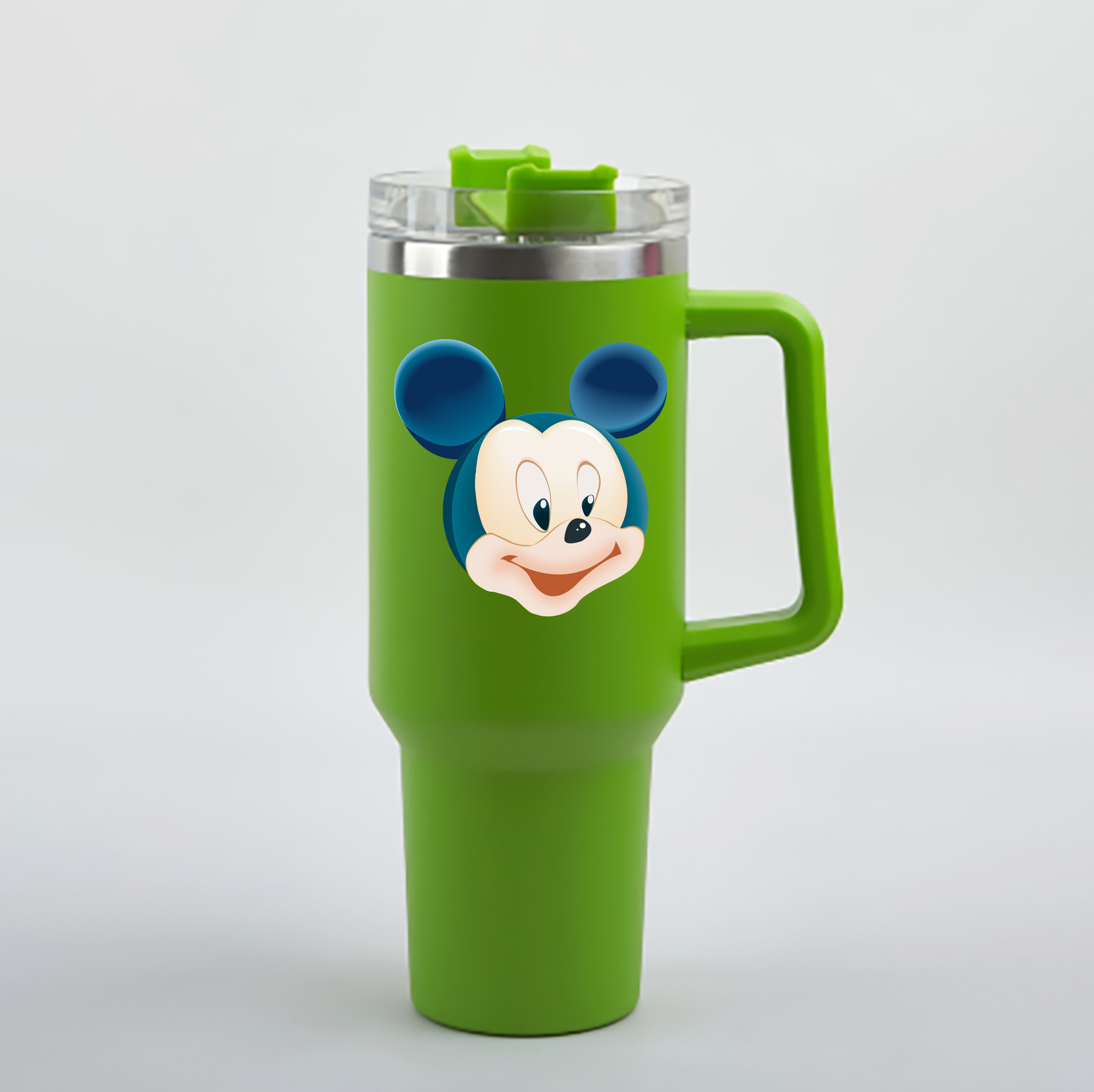 （画像用） ミッキーマウス Mickey Mouse 1200mL車用タンブラー - クリスタルステッカー（プラスチックストロー付き）